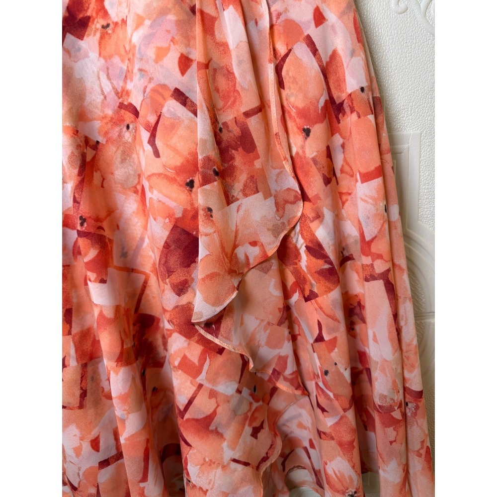 White House Black Market Dress Sz 0 Floral Halter Tiered Romantic Flowy SKU 287 - Picture 4 of 7
